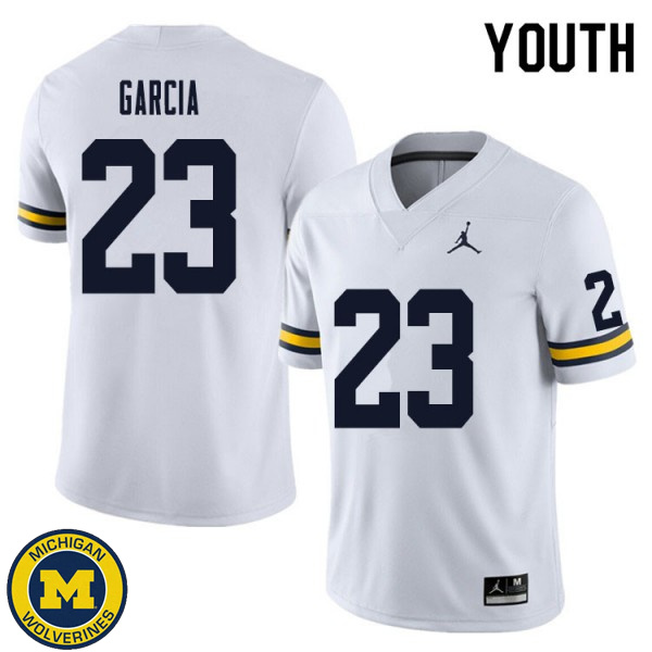 Youth Michigan Wolverines #23 Gaige Garcia White NCAA Football Jersey